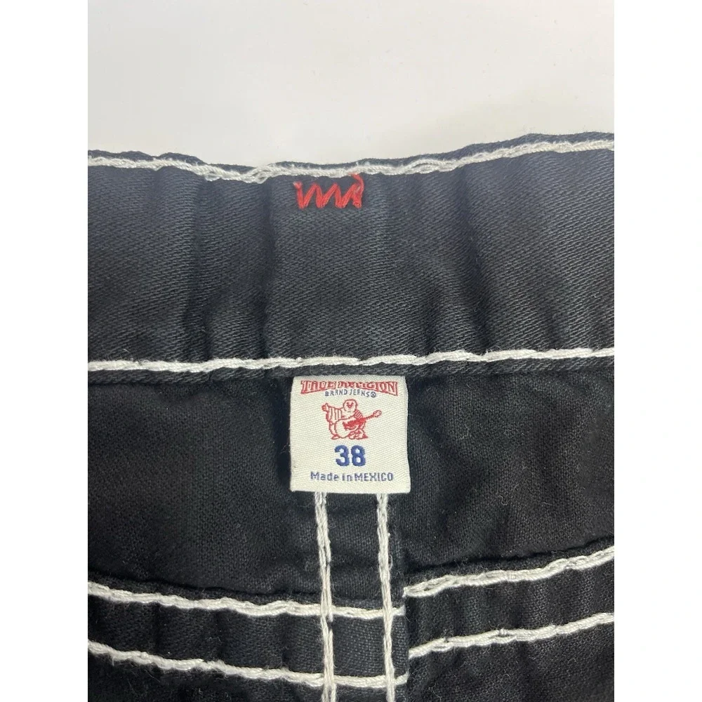 True Religion Dark Desire Jeans Men's Size 38 36x31 Black Red White Rope Stitch